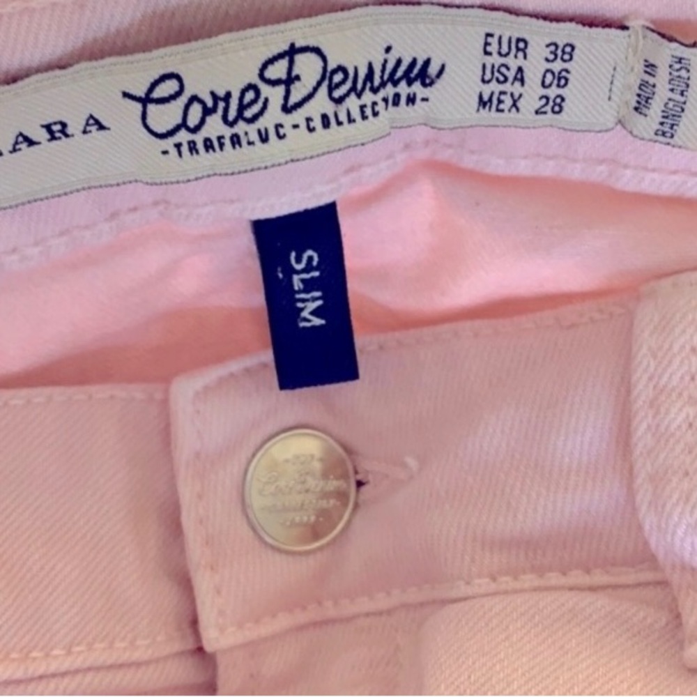 Zara Women's Pink Denim Jeans Sz 6 - Picture 6 of 6